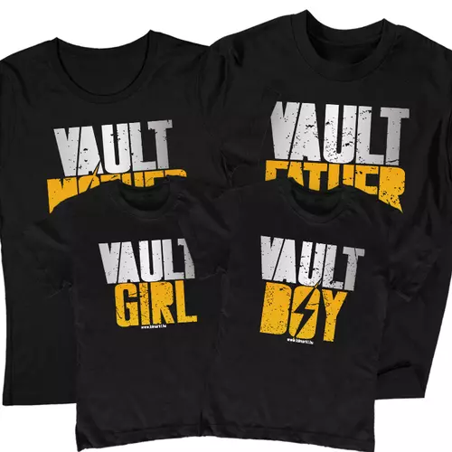 Vault Family családi póló szett (2 gyerek) (Fekete)