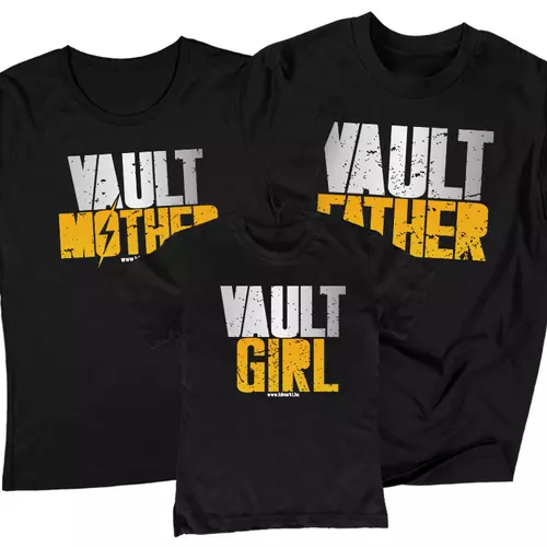Vault Family családi póló szett (1 gyerek) (Fekete)