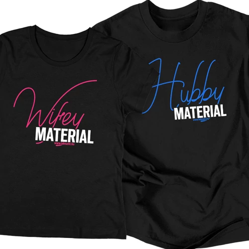 Wifey and Hubby Material póló szett (Fekete)