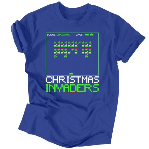Christmas Invaders férfi póló (Királykék)
