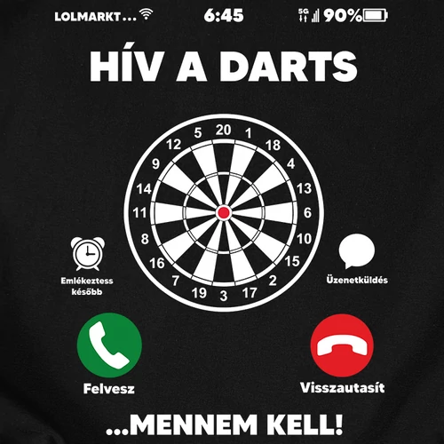 Hív a darts kapucnis pulóver (B_fekete)