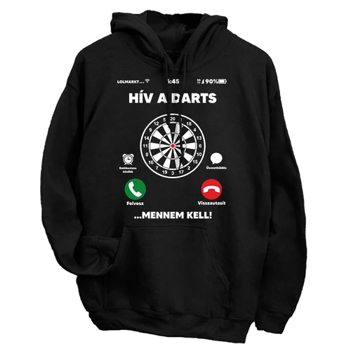 Hív a darts kapucnis pulóver (Fekete)