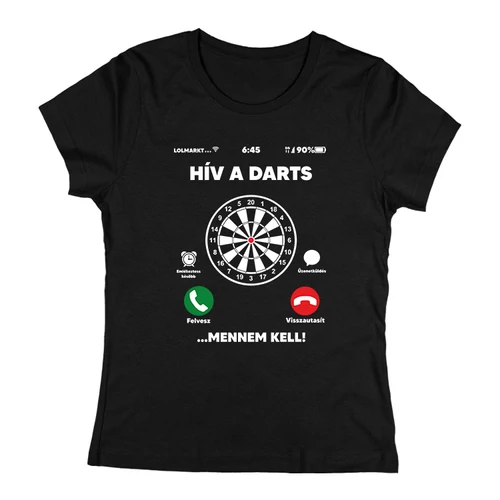 Hív a darts póló (női_fekete)