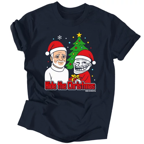 Hide the Christmas  karácsonyi póló (Sötékék)