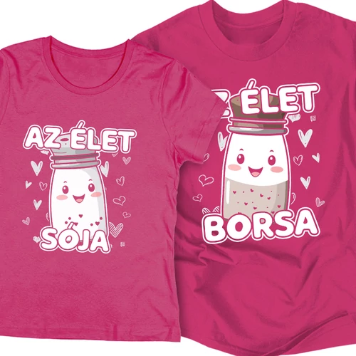 Az élet sója és borsa páros póló szett (Rózsaszin)