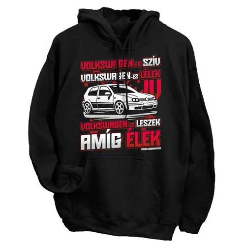 Volkswagen szív (GOLF IV) kapucnis pulóver (Fekete)