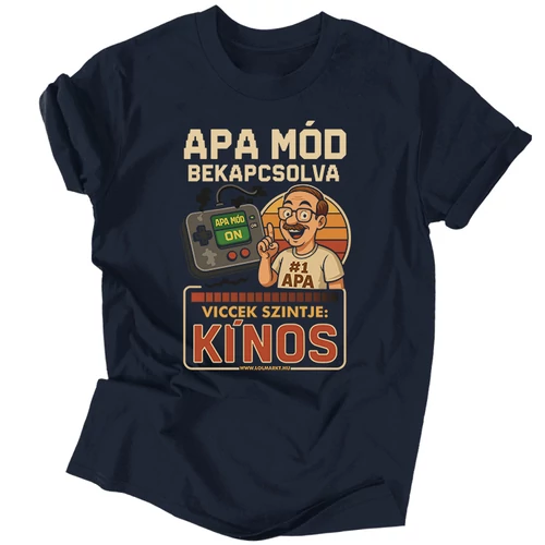 Apa mód bekapcsolva férfi póló (Sötétkék)
