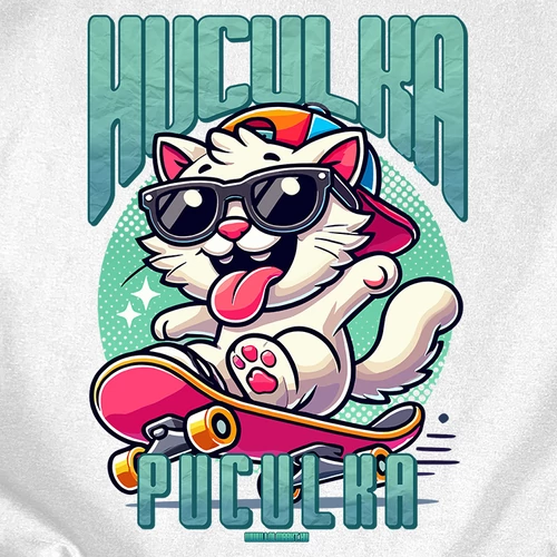Huculka puculka  (macskás) gyerek póló (B_fehér)