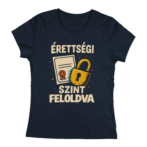 Érettségi szint feloldva női póló  (Sötétkék)