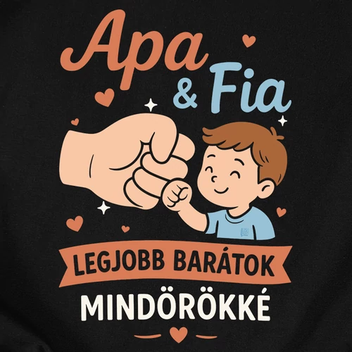 Apa és fia/lánya legjobb barátok férfi póló (B_fekete)