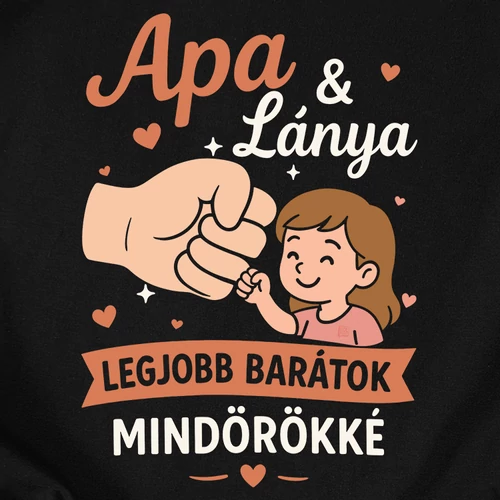 Apa és fia/lánya legjobb barátok páros póló szett (B_fekete)