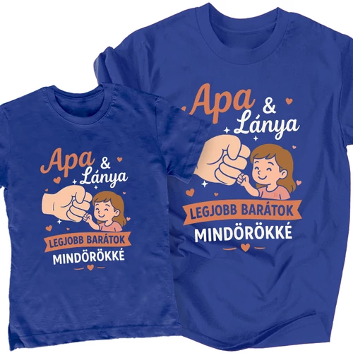 Apa és fia/lánya legjobb barátok páros póló szett (Királykék)