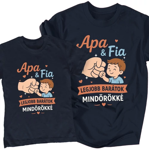 Apa és fia/lánya legjobb barátok páros póló szett (Sötétkék)