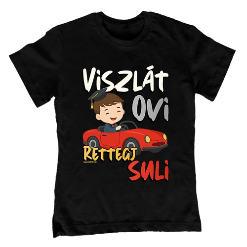 Viszlát ovi - kisfiús gyerek póló (Fekete)
