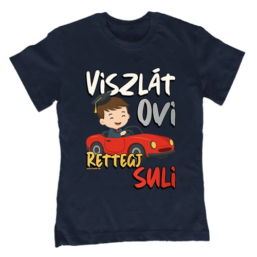 Viszlát ovi - kisfiús gyerek póló (Sötétkék)