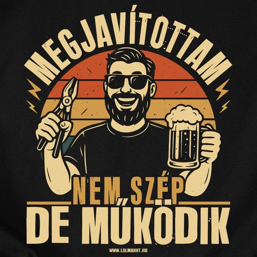 Megjavítottam férfi póló (B_fekete)
