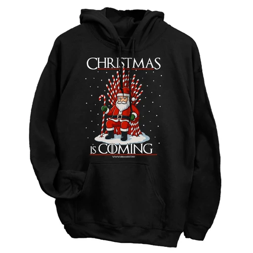 Christmas is Coming kapucnis pulóver (fekete)