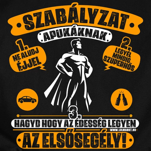 Szabályzat apukáknak férfi póló (B_fekete)