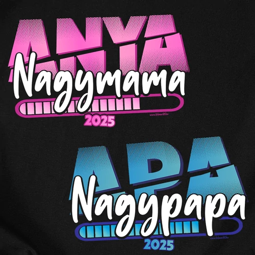 Nagymama/Nagypapa 2025 páros póló szett előnézeti kép (b_Fekete)