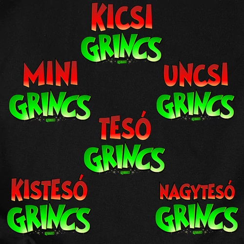 Grincs (választható nevekkel) gyerek póló (Fekete)