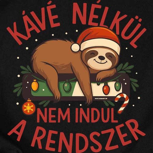 Kávé nélkül nem indul karácsonyi  póló (B_fekete)