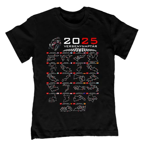 MotoGp versenynaptár 2025 gyerek póló (Fekete)