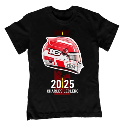 Charles Leclerc Helmet 2025 gyerek póló (Fekete)