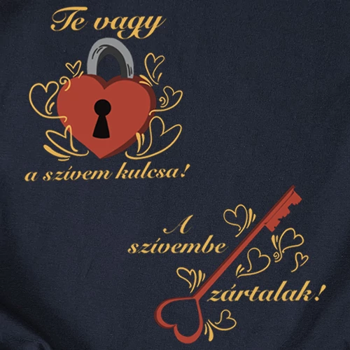 Szívembe zártalak páros póló (B_sötétkék)