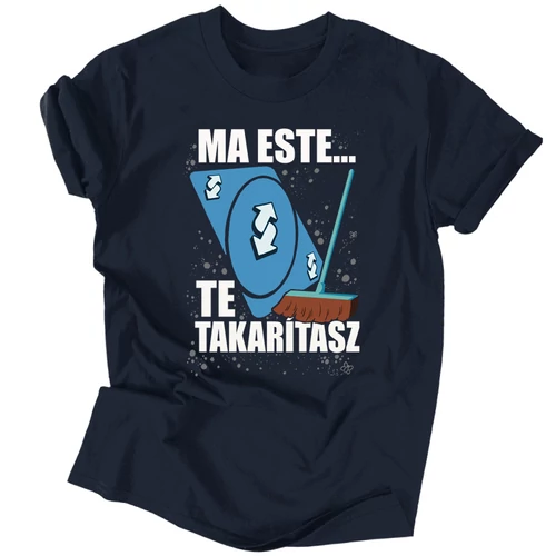 Ma este (takarítás) férfi póló (Sötétkék)