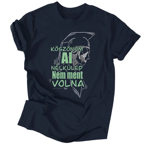 Köszönöm AI férfi póló (Sötétkék)