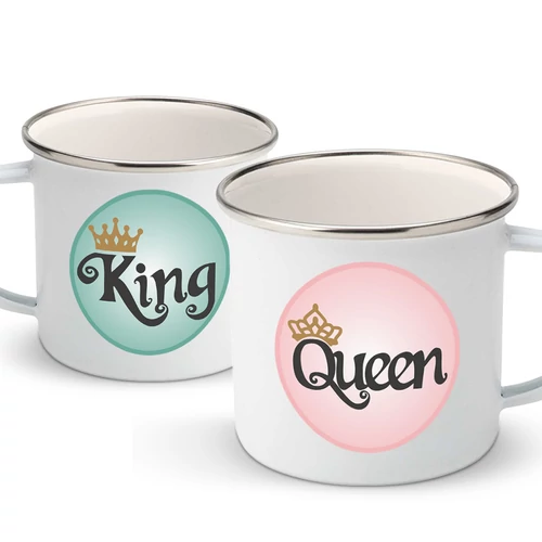 Queen - King fém bögrék (Fehér)