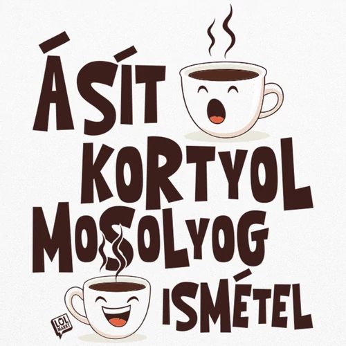 Ásít, kortyol, mosolyog, ismétel fém bögre (B_Fehér)