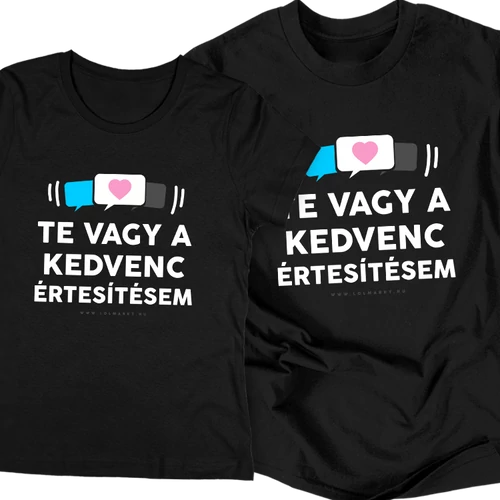 A kedvenc értesítésem póló szett (fekete-fekete)
