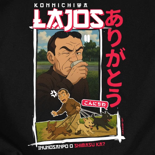 Konnichiwa Lajos | Animeme póló (B_Fekete)