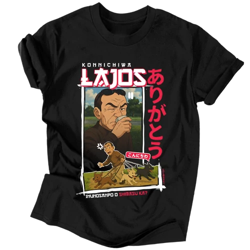 Konnichiwa Lajos | Animeme póló (Fekete)
