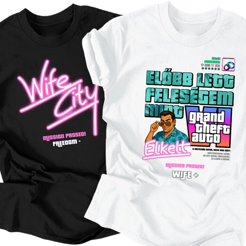 Wife City - legénybúcsú póló szett (Fehér és fekete)
