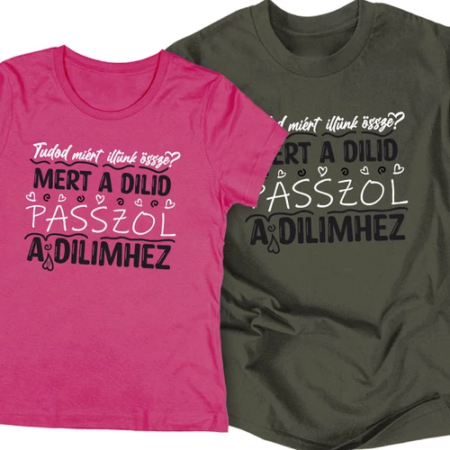 A dilid passzol a dilimhez póló szett (rózsaszín és grafit)