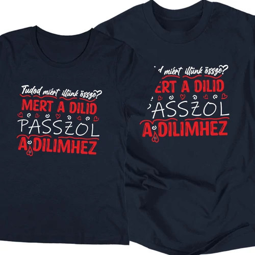 A dilid passzol a dilimhez póló szett (sötétkék)