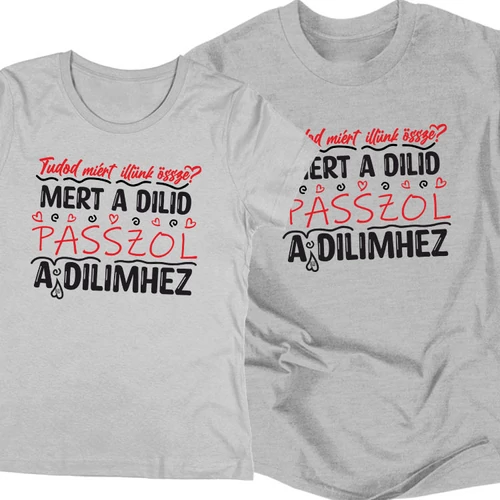A dilid passzol a dilimhez póló szett (szürke)