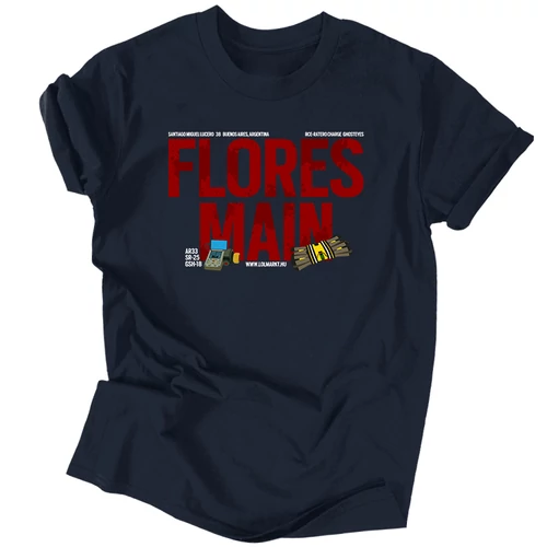 Flores Main férfi póló (Sötétkék)