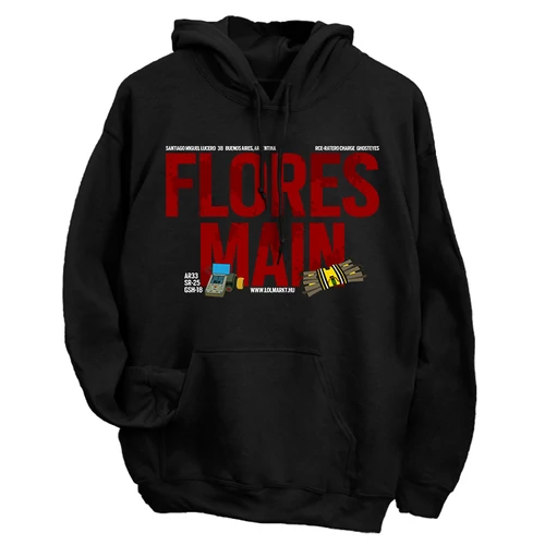 Flores Main kapucnis pulóver (Fekete)