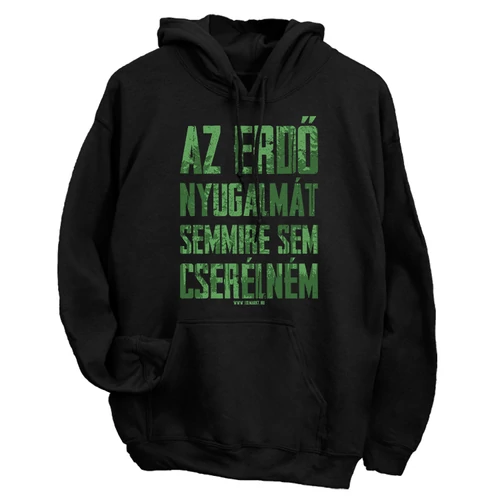 Az erdő nyugalmát kapucnis pulóver (Fekete)