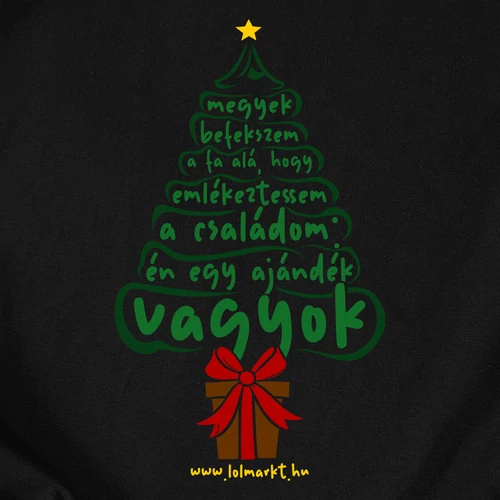 Ajándék vagyok karácsonyi póló (B_fekete)