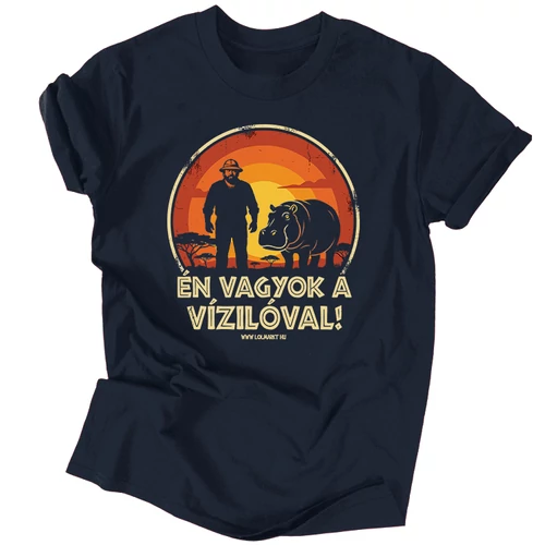 Én vagyok a vízilóval póló (férfi_sötétkék)