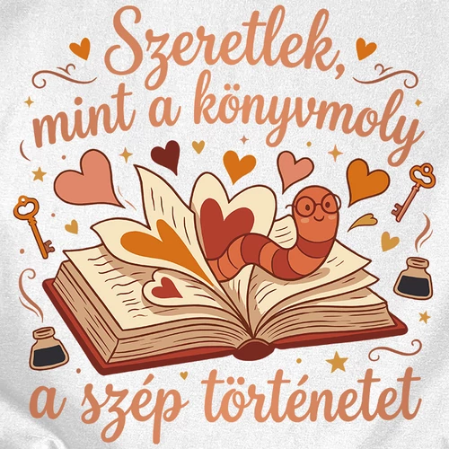 Szeretlek, mint könyvmoly póló (B_fehér)