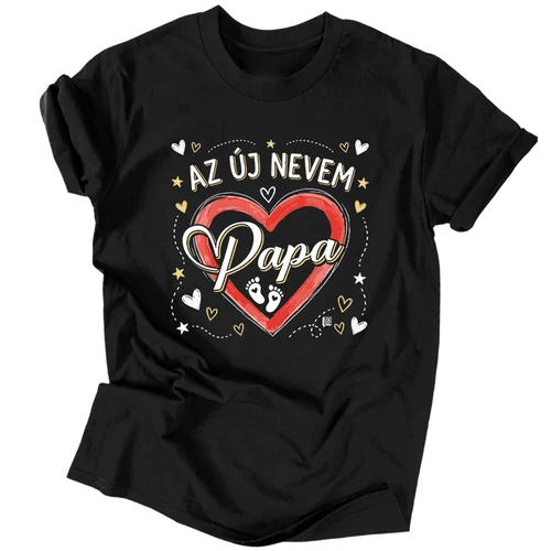 Új nevem Mama/Papa póló (Fekete)