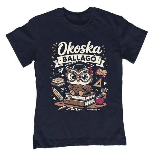 Okoska ballagó  gyerek póló (Sötétkék)