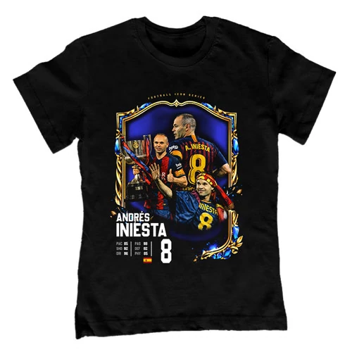 Football Icon Series - Iniesta gyerek póló (Fekete)