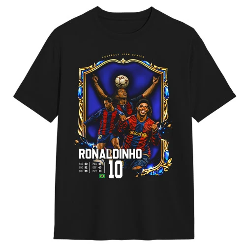 Football Icon Series - Ronaldinho oversize póló (Fekete)