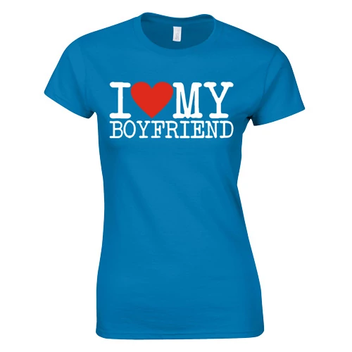I love my Boyfriend páros póló (Türkiz)